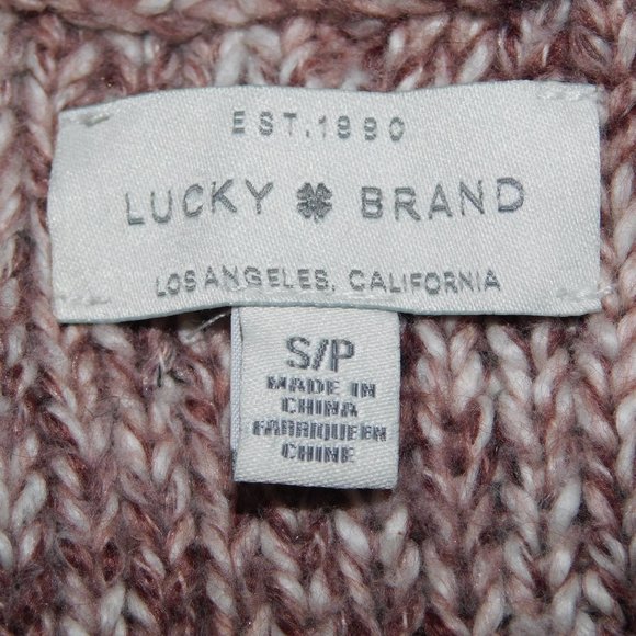 Lucky Brand Womens S oversized Brown White V Neck knit Sweater - Picture 4 of 9